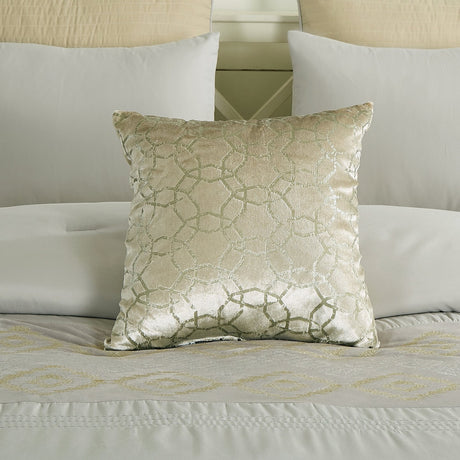 9 Pieces Beige Jacquard Comforter & Bed Skirt Set