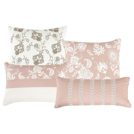 Flower Embroidery 7 Pieces Kabibe White Comforter Set