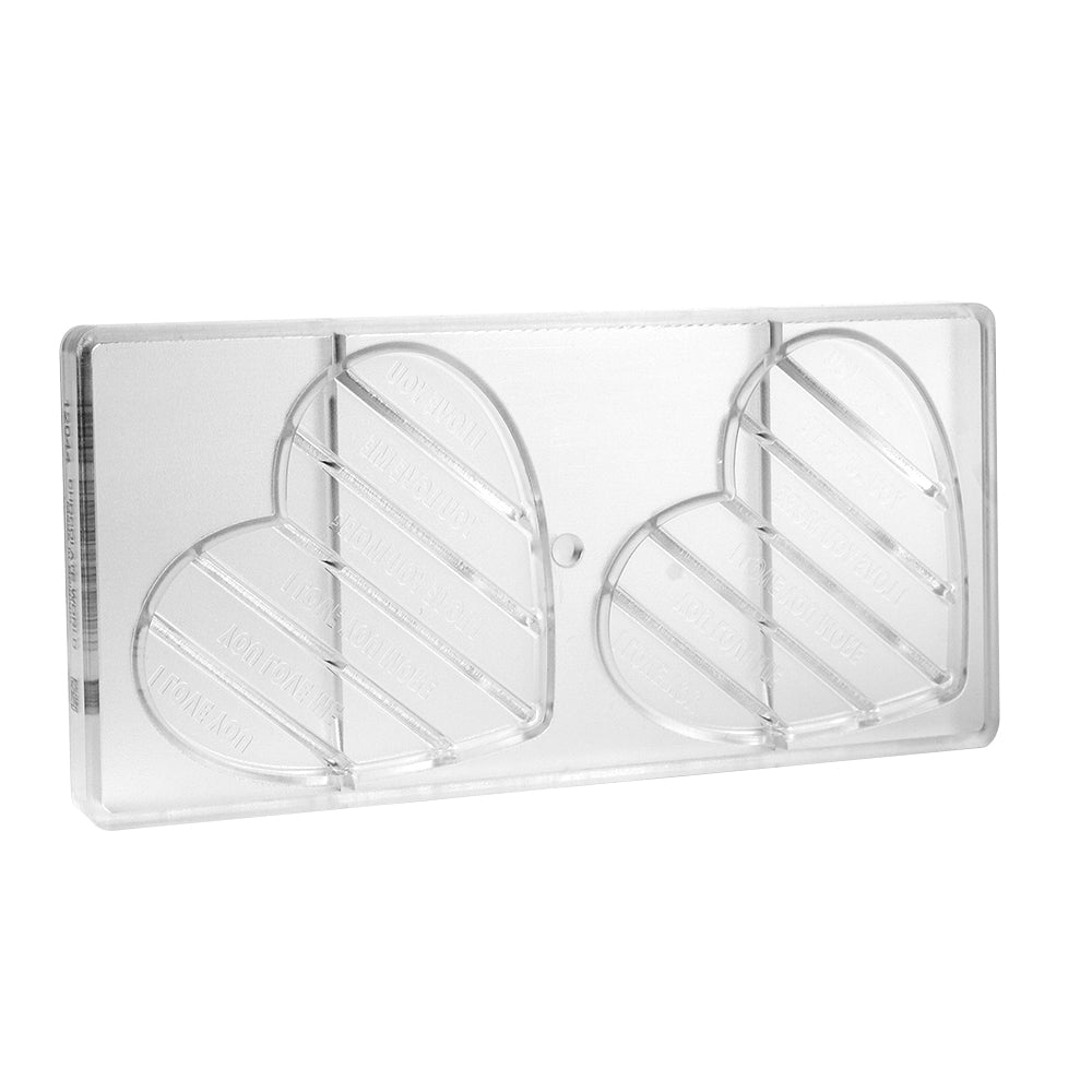 Chocolate World Polycarbonate Chocolate Mold, Heart Tablet, 2 Cavities