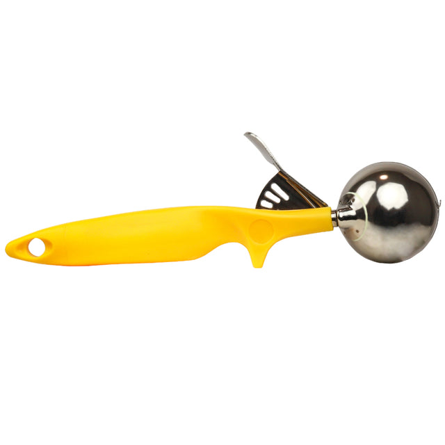 Stainless Steel Disher with Yellow Plastic Handle #20
