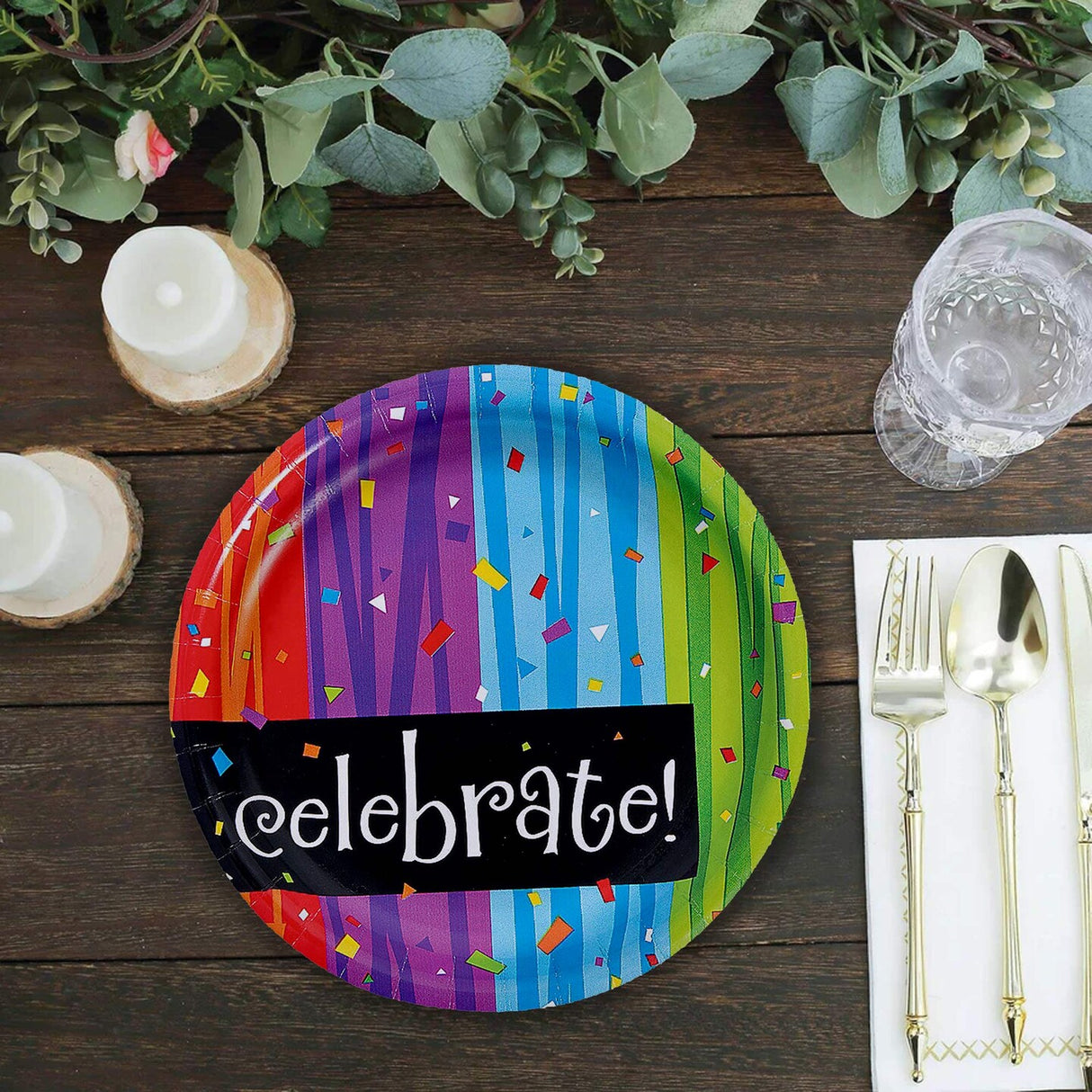8 Count 40th Birthday Burst Paper Dessert Plates 7 Inch Disposable Party Supplies Anniversary