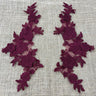 1 Pair 3D Floral Lace Applique Embroidered on 100% Polyester Net Mesh 12" x 4" Each Side