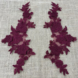 1 Pair 3D Floral Lace Applique Embroidered on 100% Polyester Net Mesh 12" x 4" Each Side