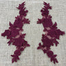 1 Pair 3D Floral Lace Applique Embroidered on 100% Polyester Net Mesh 12" x 4" Each Side
