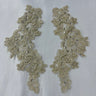 Beaded Corded Floral Lace Applique Pair
