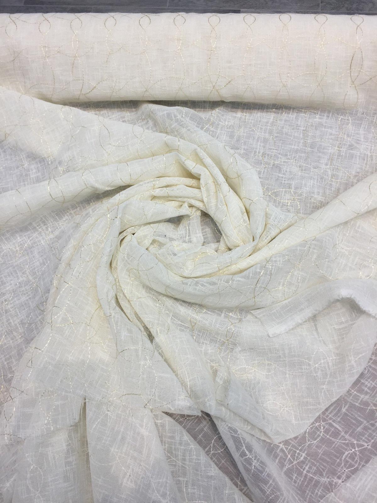 PK Ichthys Circle Polyester Sheer Fabric - Beige And Gold Circle Pattern, 118" Width (1 Yard)
