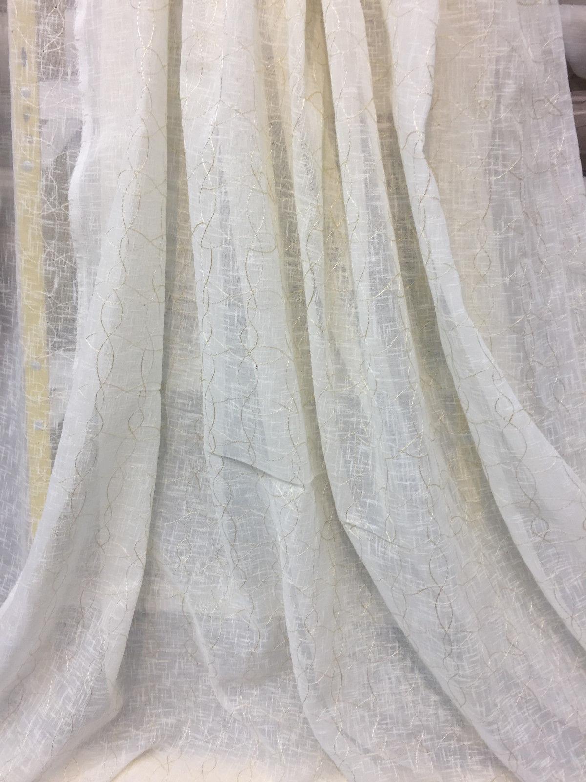PK Ichthys Circle Polyester Sheer Fabric - Beige And Gold Circle Pattern, 118" Width (1 Yard)