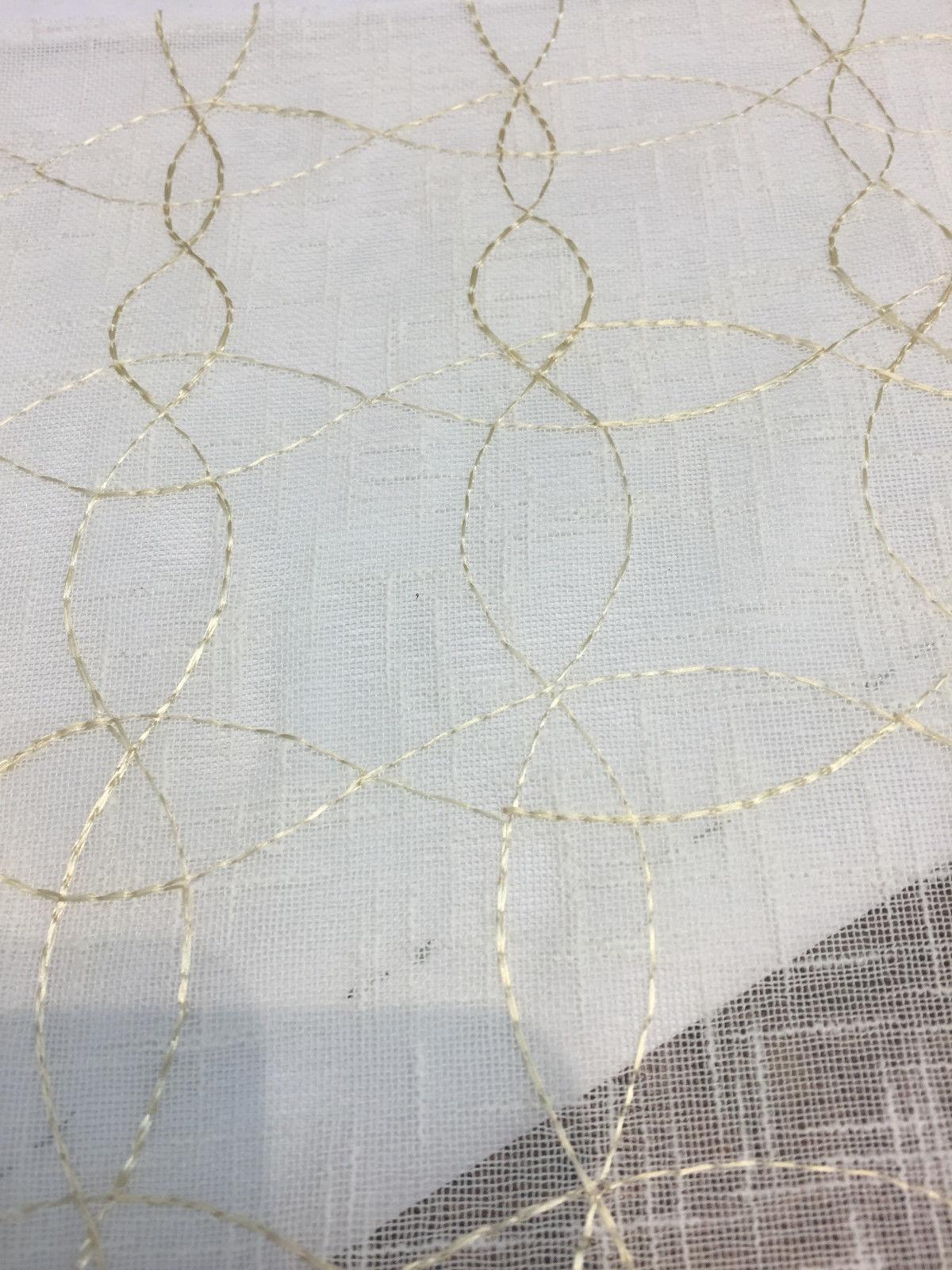 PK Ichthys Circle Polyester Sheer Fabric - Beige And Gold Circle Pattern, 118" Width (1 Yard)