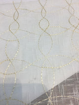 PK Ichthys Circle Polyester Sheer Fabric - Beige And Gold Circle Pattern, 118" Width (1 Yard)