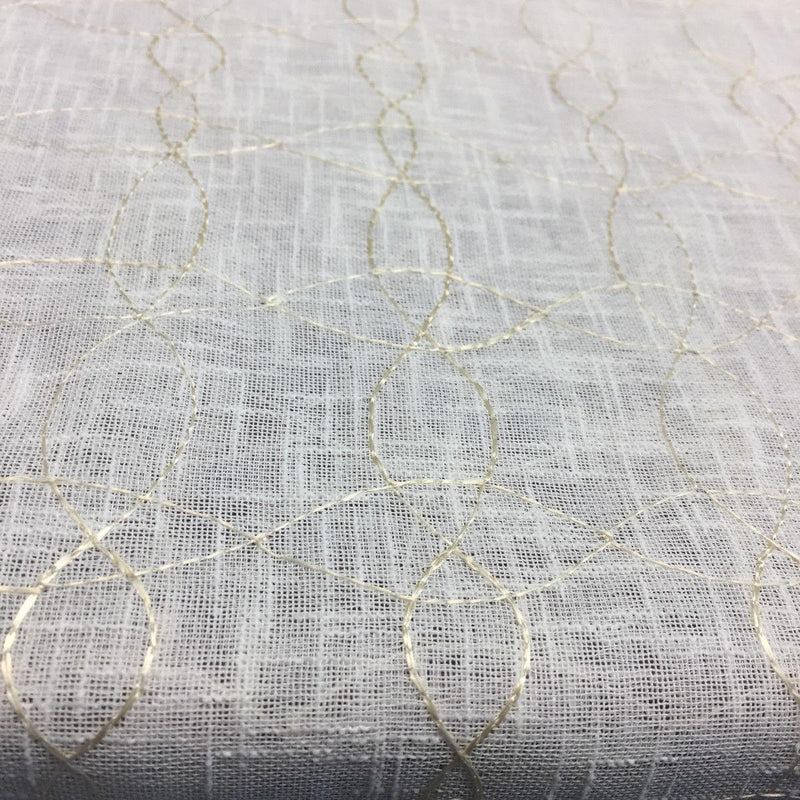 PK Ichthys Circle Polyester Sheer Fabric - Beige And Gold Circle Pattern, 118" Width (1 Yard)