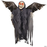 48" Animated Light-Up Hanging Winged Skeleton Reaper Halloween Decoration