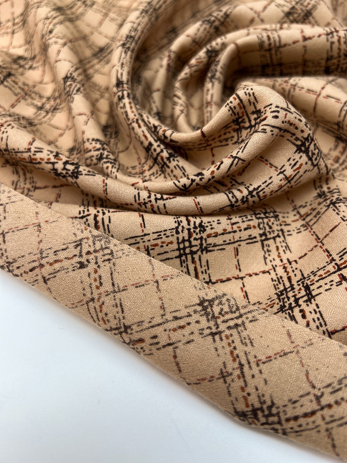 Wool Checked Printed Fabric