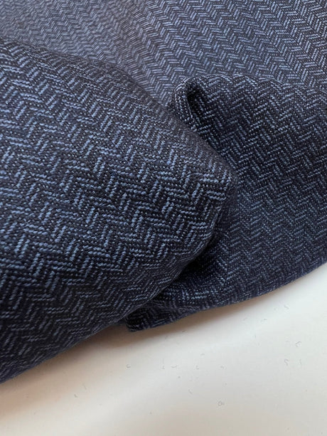 Wool Tweed Blue Herringbone
