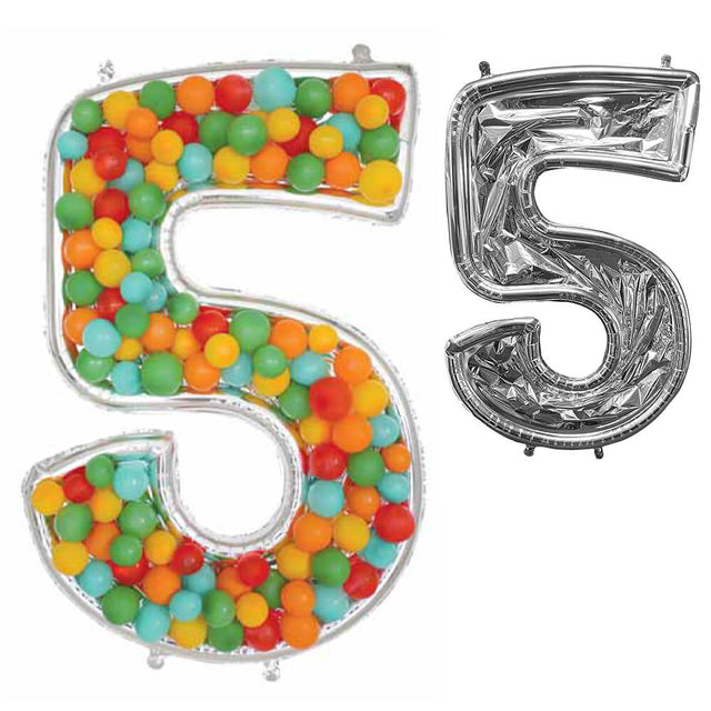 Foil Balloon Mosaic Number 5 Silver