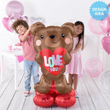 Foil Balloon Satin Brown Love Bear Airloonz