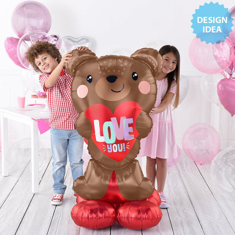 Foil Balloon Satin Brown Love Bear Airloonz