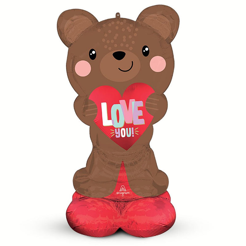 Foil Balloon Satin Brown Love Bear Airloonz