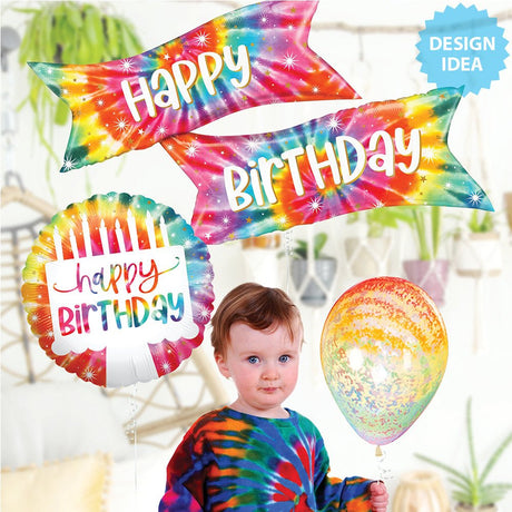 Foil Balloon Tie-Dye Banner Birthday 49 Inch