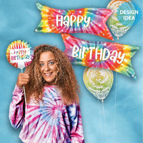 Foil Balloon Tie-Dye Banner Birthday 49 Inch
