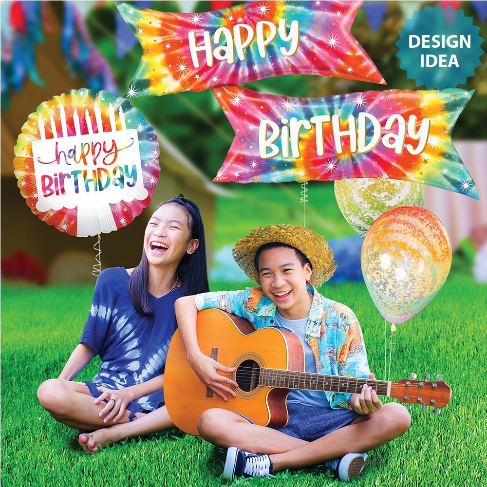 Foil Balloon Tie-Dye Banner Birthday 49 Inch