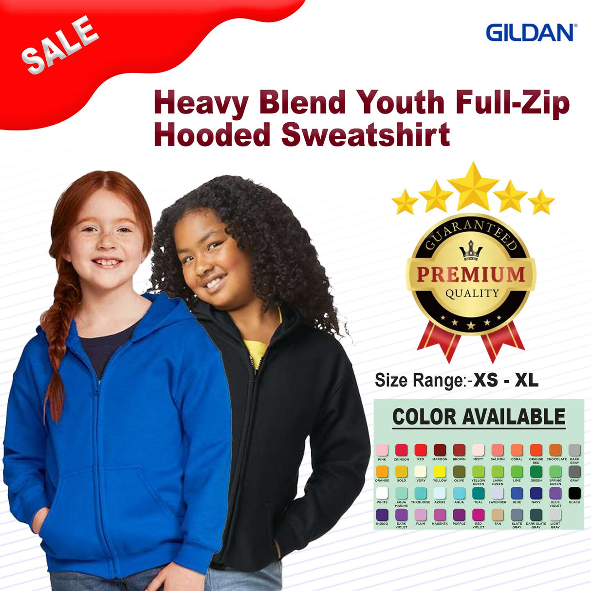 Gildan® Heavy Blend Youth Full-Zip Hooded Sweatshirt