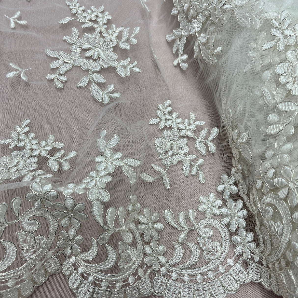 Embroidered Lace Net Mesh Bridal Fabric