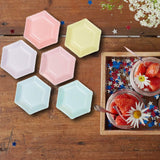 12 Count Pastel Color Hexagonal Paper Dessert Plates 7 Inch
