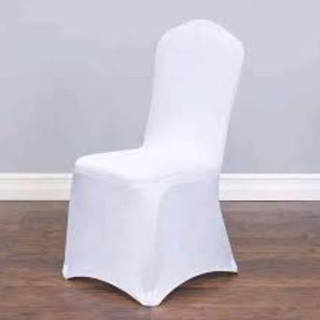 White Spandex Banquet Chair Cover with Stretch Fit for Weddings and Events