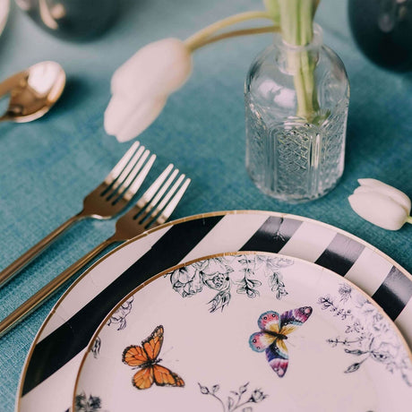 32 Count Monarch Design Elegant Disposable Paper Plates Combo Set Party Supplies 10 In. + 8 In.