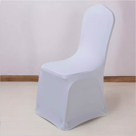 1 Funda para silla de banquete de spandex color platino o plata clara con ajuste elástico y sin arrugas para decoración elegante