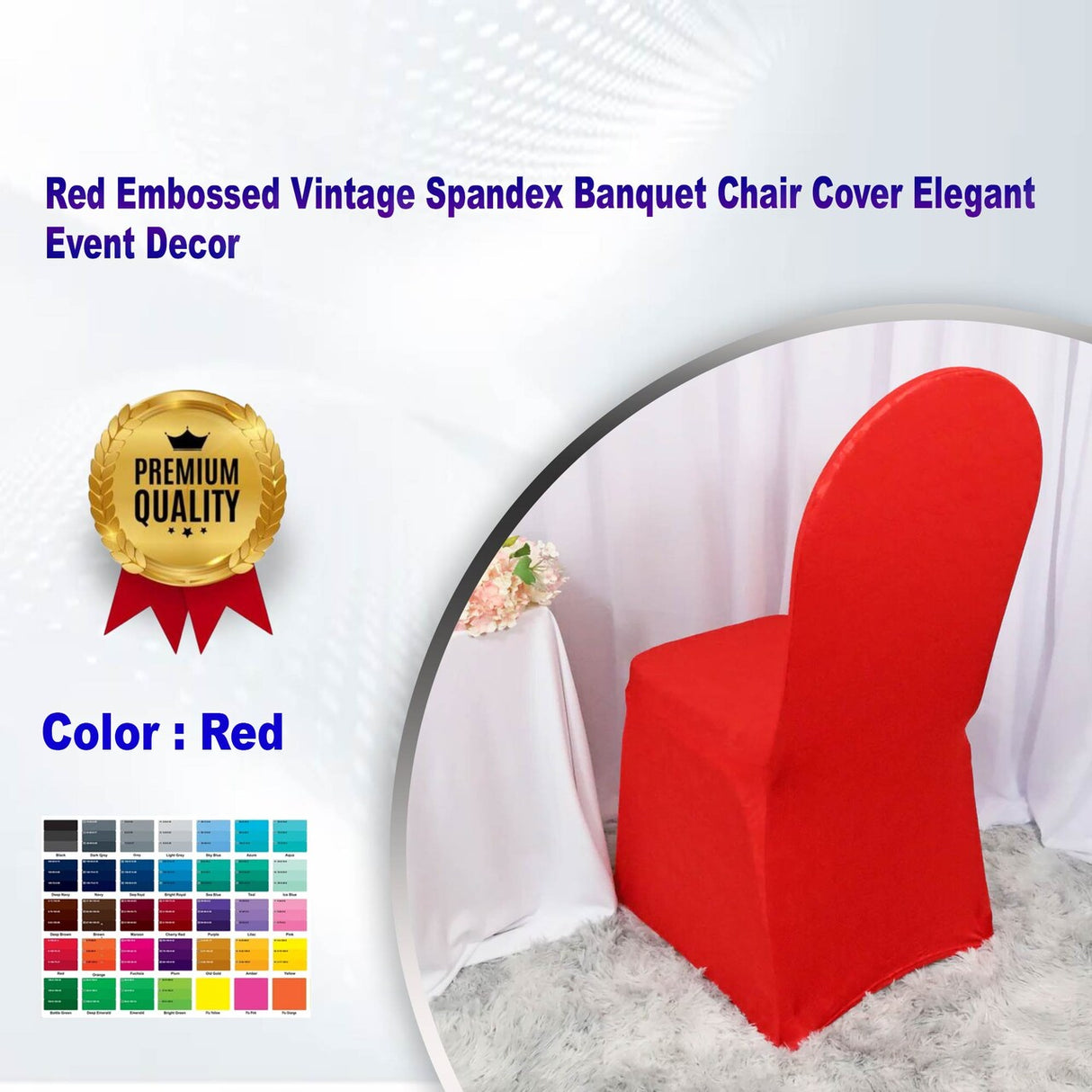 1 Piece Red Embossed Vintage Spandex Banquet Chair Cover Elegant Event Decor