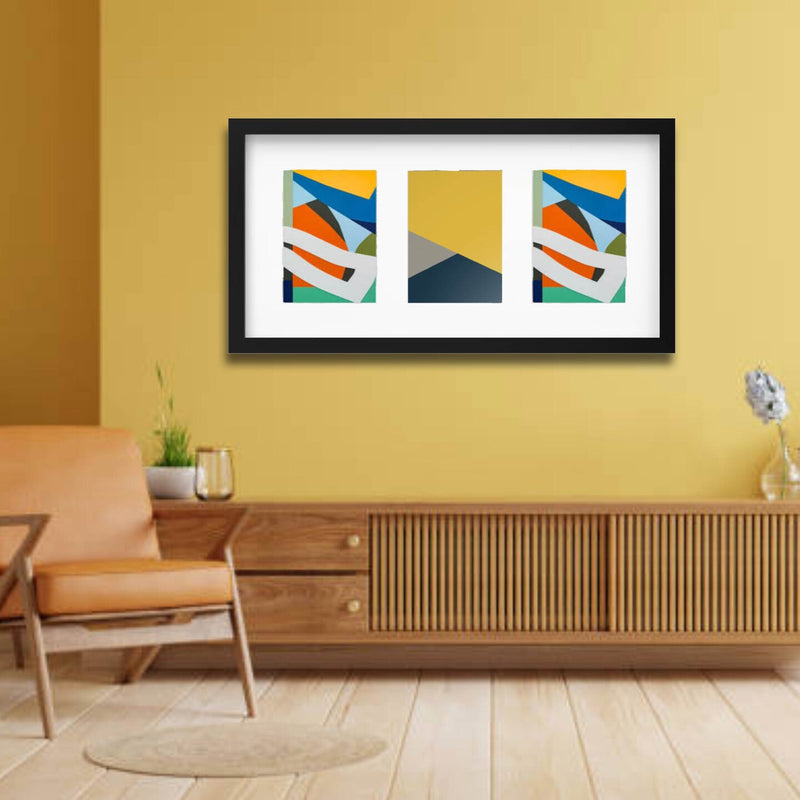 Black Frame for 3 Pictures, 21¾x11" – Horizontal/Vertical, Easy No-Nail Hanging!