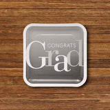 25 Count Graduation Party Elevated Square Paper Dinner Plates Soft Gray 9 Inch