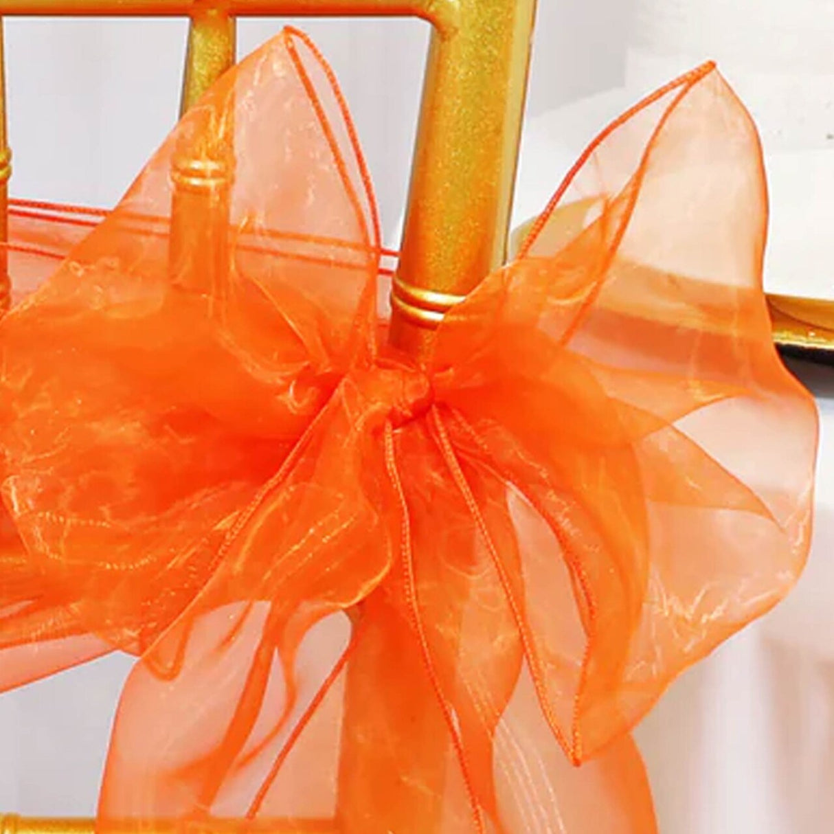 10 Pieces Orange Organza Chair Sashes 8"x108" Sheer Elegant Event Accent