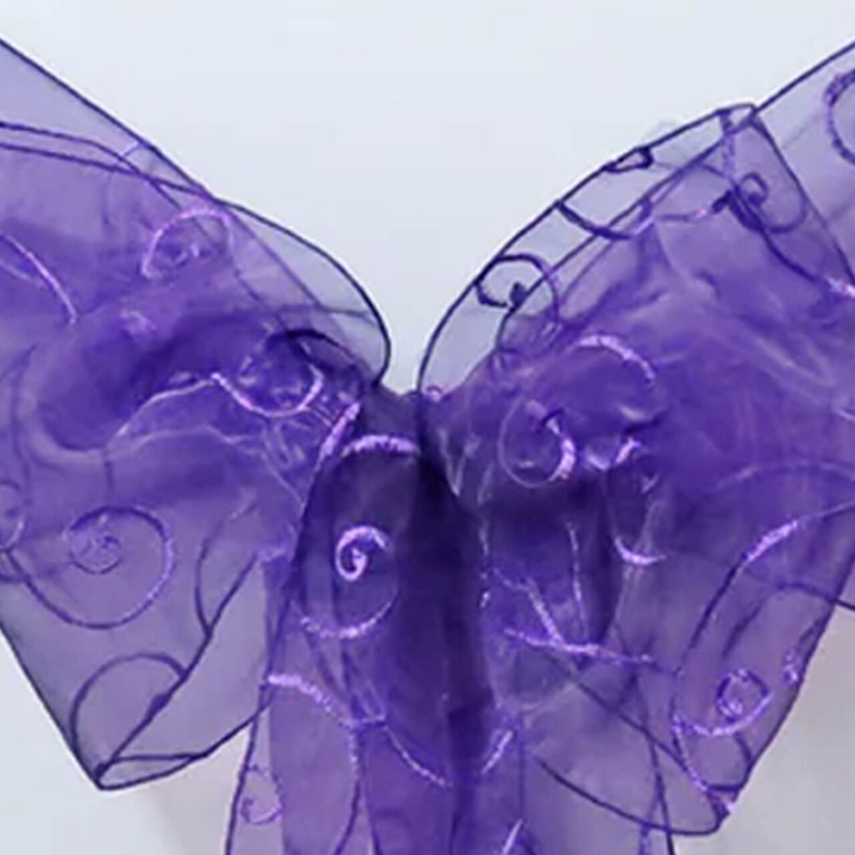 10 Pieces Regency Purple Embroidered Organza Chair Sashes 8"x108" Sophisticated Event Accents