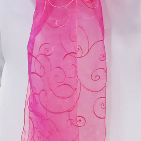 10 Pieces Fuchsia Embroidered Organza Chair Sashes Sheer Elegant Event Decor Bows 8"x108"