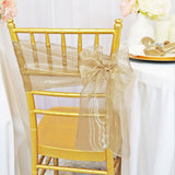 10 Pieces Champagne Organza Chair Sashes 8"x108" Sheer Elegant Chair Decor for Weddings & Events