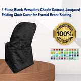 1 Piece Black Damask Jacquard Folding Chair Cover for Formal Event Seating