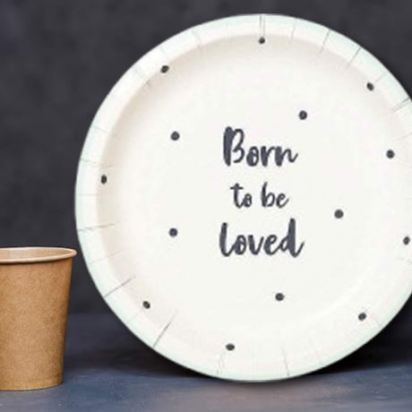 12 Count Talking Tables Born To Be Loved Paper Dessert Plates 7 Inch