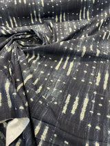 Sikasso Painting Cotton Fabric - Navy Blue With White Lines, 56" Width, 220 Gr/M2, 7" Horizontal Repeat, 13" Vertical Repeat (1 Yard)