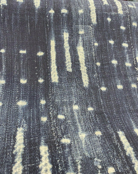 Sikasso Painting Cotton Fabric - Navy Blue With White Lines, 56" Width, 220 Gr/M2, 7" Horizontal Repeat, 13" Vertical Repeat (1 Yard)