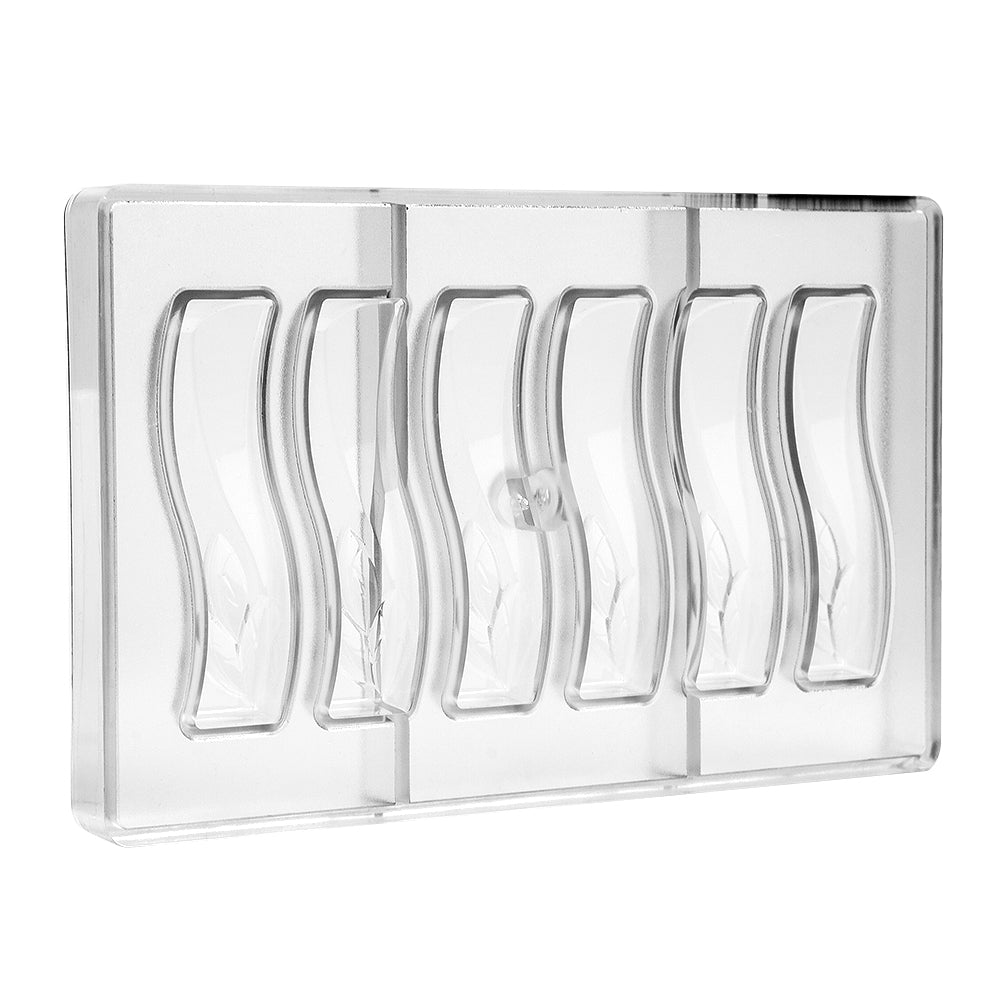 Greyas Polycarbonate Chocolate Mold, Wavy Rectangle by Luis Amado, 6 Cavities