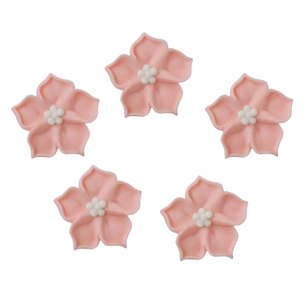 O'Creme Pink Royal Icing Drop Flower, Set of 16