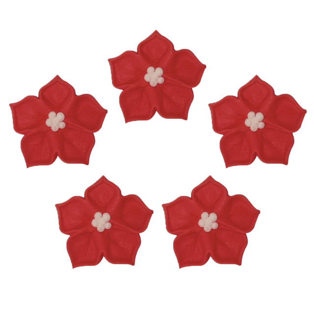 O'Creme Red Royal Icing Drop Flower, Set of 16