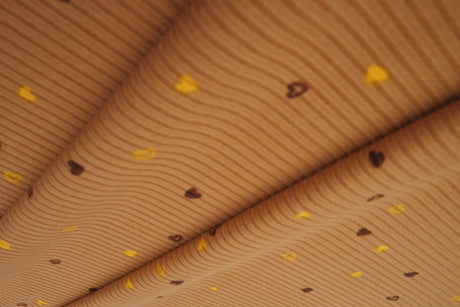 1 Yard Yummy Rib Knit Small Heart Print Fabric 58/60 Inch Wide Soft Stretch Ribbing for Cute Apparel & Crafts