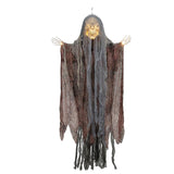 4 Ft Hanging Orange Light Up Skeleton Face Reaper Halloween Decoration