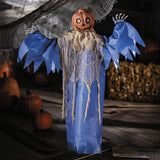 27 1/2" Hanging Blue &amp; Burlap Pumpkin Man Halloween Decoration
