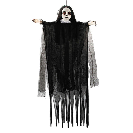 4 Ft. 3" Posable Hanging Girl Dressed in Black Halloween Decoration