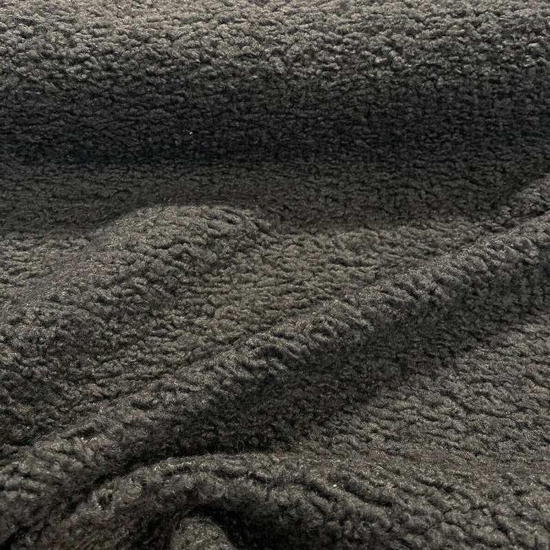 Italian Faux Sheepskin Polyester Fabric - Charcoal Gray, Heavy Upholstery, 60" Width (1 Yard)