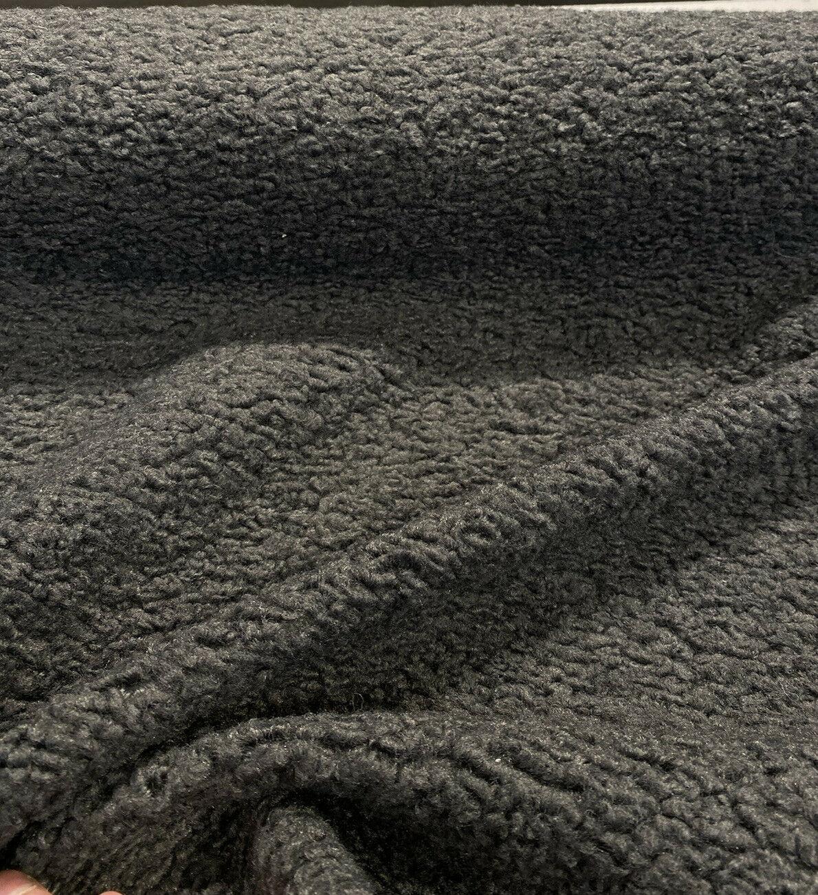 Italian Faux Sheepskin Polyester Fabric - Charcoal Gray, Heavy Upholstery, 60" Width (1 Yard)